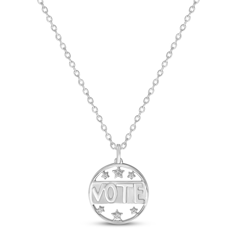 Diamond "Vote" Star Necklace 1/20 ct tw Round-cut Sterling Silver 18"