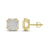 Thumbnail Image 2 of Men's Diamond Square Stud Earrings 1/4 ct tw Round-cut 10K Yellow Gold