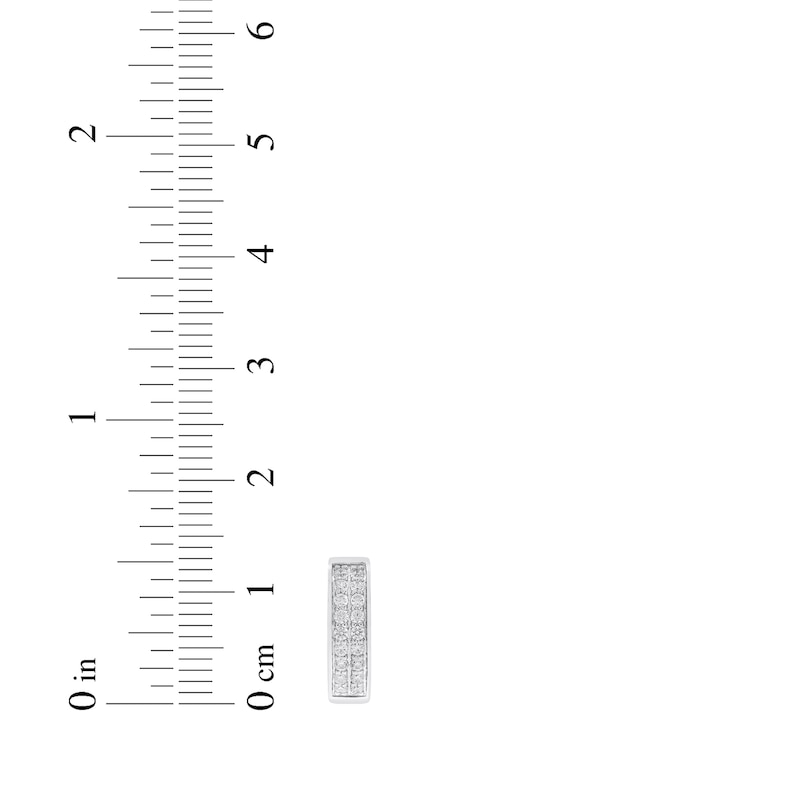 Main Image 3 of Men's Diamond Huggie Hoop Earrings 1/3 ct tw Round-cut 10K White Gold