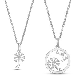 Diamond Dandelion Necklace Gift Set Sterling Silver