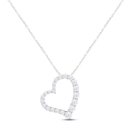 KAY Lab-Grown Diamonds Heart Necklace 1 ct tw Round-cut 14K White Gold 18"