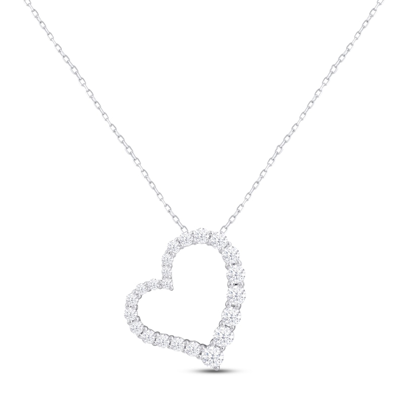 Main Image 1 of KAY Lab-Grown Diamonds Heart Necklace 1 ct tw Round-cut 14K White Gold 18"
