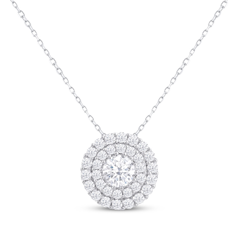 Main Image 1 of KAY Lab-Grown Diamonds Necklace 1 ct tw Round-cut 14K White Gold 18&quot;