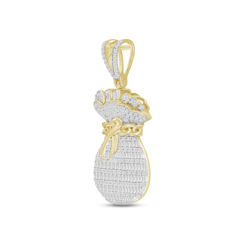 Men's Money Bag Charm 1 ct tw Round & Baguette-cut 10K Yellow Gold