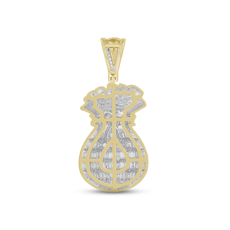 Main Image 4 of Men's Money Bag Charm 1 ct tw Round & Baguette-cut 10K Yellow Gold