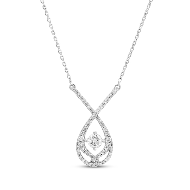 Main Image 1 of Love Entwined Diamond Necklace 1/2 ct tw Round-cut 10K White Gold 18&quot;