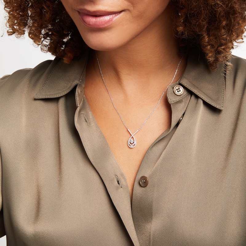 Main Image 4 of Love Entwined Diamond Necklace 1/2 ct tw Round-cut 10K White Gold 18&quot;