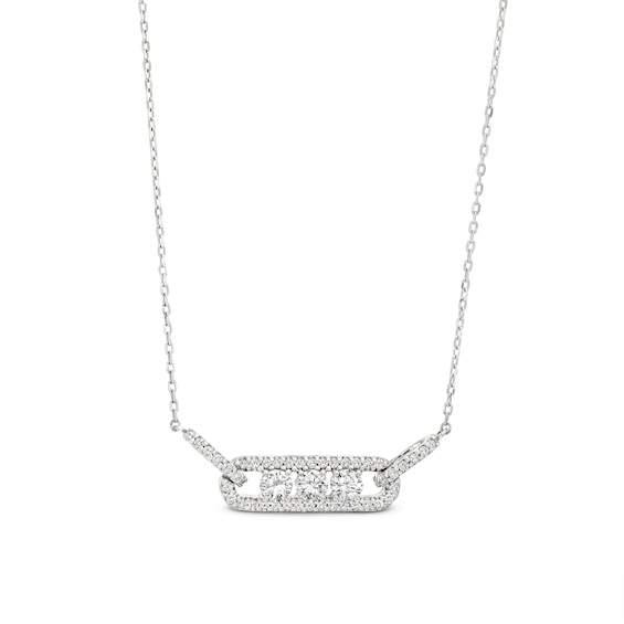 Kay Diamond Three-Stone Necklace 1/2 ct tw Round-cut 10K White Gold 18"