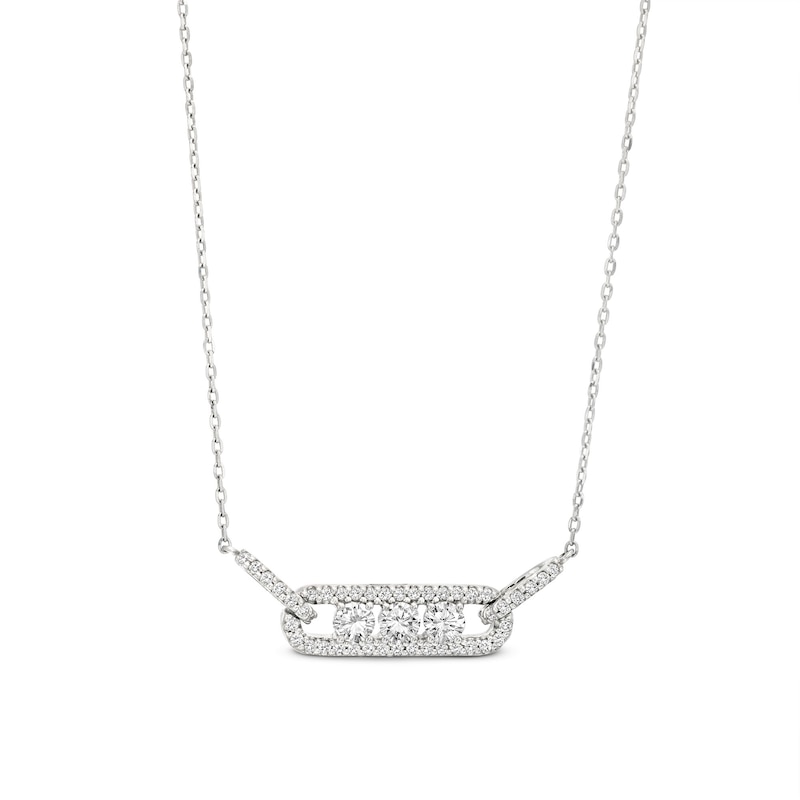 Diamond Three-Stone Necklace 1/2 ct tw Round-cut 10K White Gold 18"