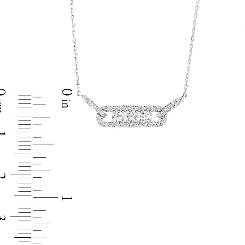 Main Image 3 of Diamond Three-Stone Necklace 1/2 ct tw Round-cut 10K White Gold 18&quot;