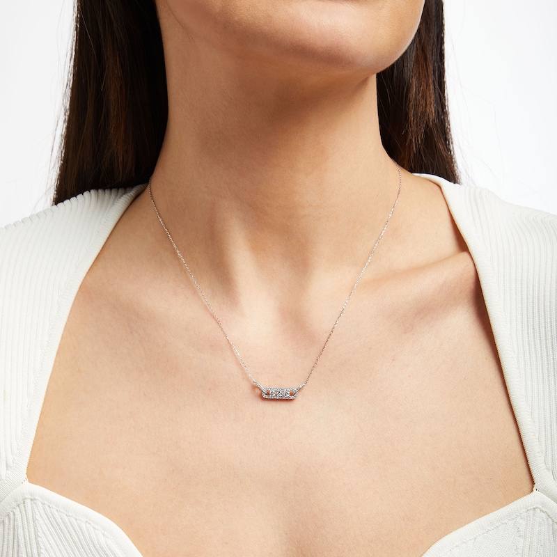 Main Image 4 of Diamond Three-Stone Necklace 1/2 ct tw Round-cut 10K White Gold 18&quot;