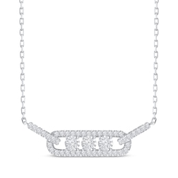 Diamond Three-Stone Necklace 1/5 ct tw Round-cut Sterling Silver 18"