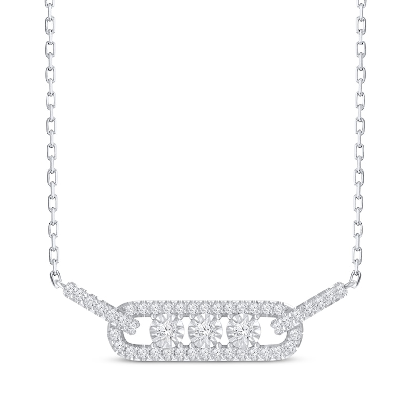 Diamond Three-Stone Necklace 1/5 ct tw Round-cut Sterling Silver 18"