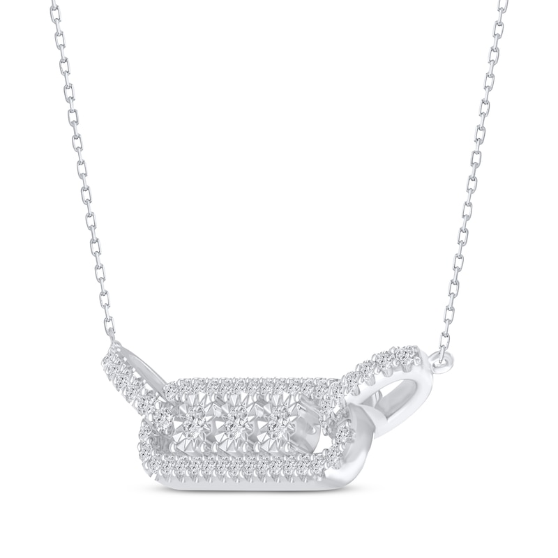 Main Image 2 of Diamond Three-Stone Necklace 1/5 ct tw Round-cut Sterling Silver 18&quot;