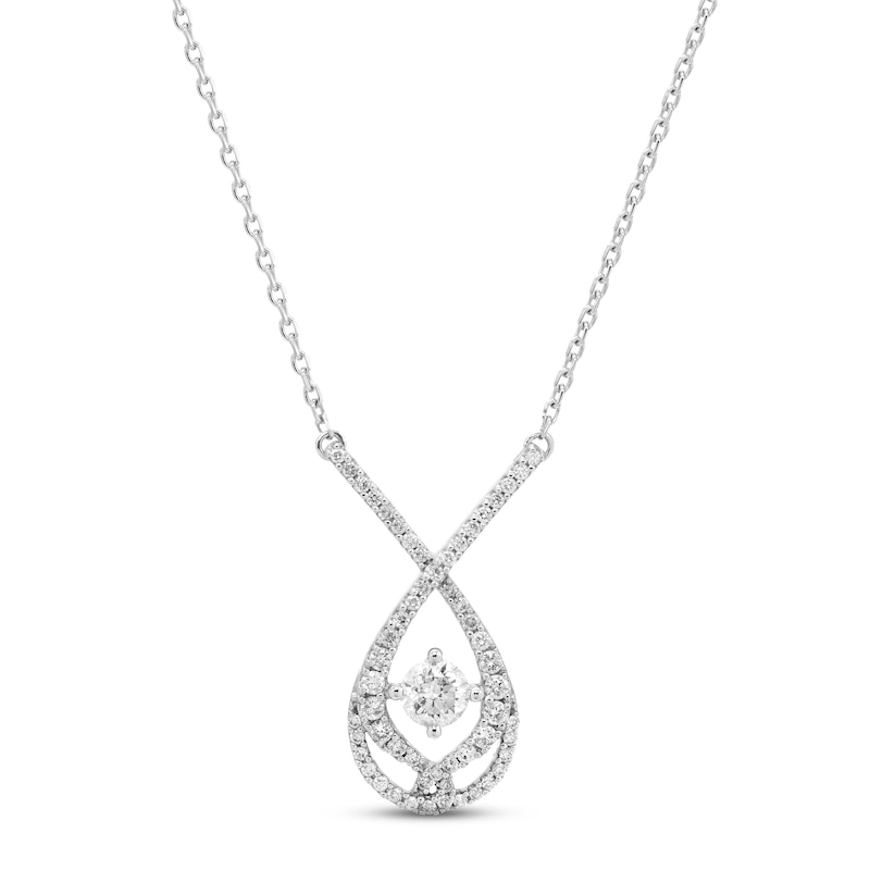 Main Image 1 of Love Entwined Diamond Necklace 1/5 ct tw Round-cut Sterling Silver 18&quot;