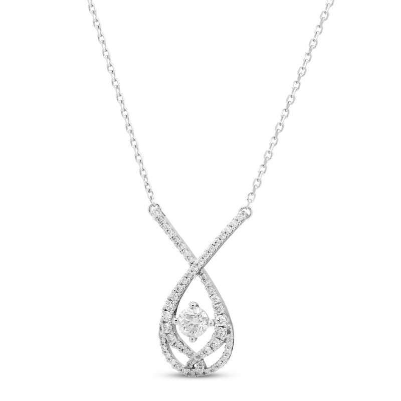 Main Image 2 of Love Entwined Diamond Necklace 1/5 ct tw Round-cut Sterling Silver 18&quot;