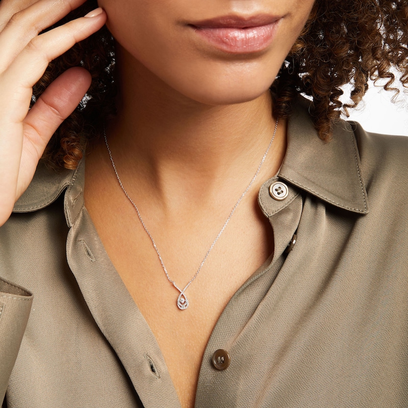 Main Image 4 of Love Entwined Diamond Necklace 1/5 ct tw Round-cut Sterling Silver 18&quot;