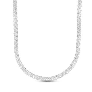 Men's Diamond Tennis Necklace 3 ct tw Round-cut 10K White Gold 20