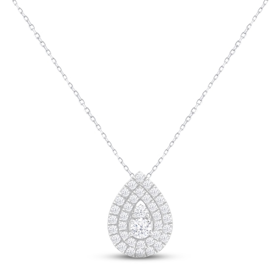 KAY Lab-Grown Diamonds Teardrop Necklace 1 ct tw Round-cut 14K White Gold 18"