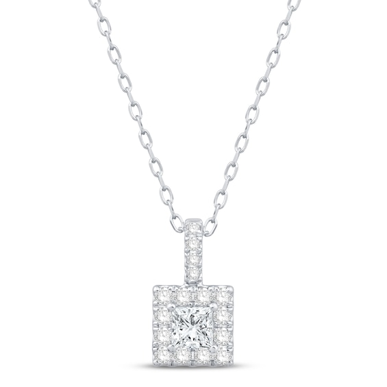 Diamond Necklace 1/2 ct tw Princess & Round-cut 10K White Gold 18"
