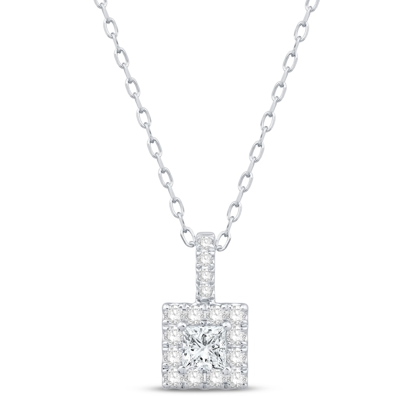 Main Image 1 of Diamond Necklace 1/2 ct tw Princess & Round-cut 10K White Gold 18&quot;