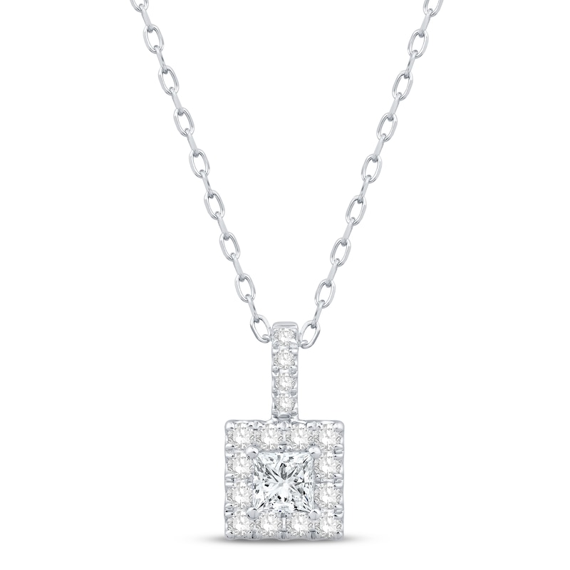 Diamond Necklace 1/2 ct tw Princess & Round-cut 10K White Gold 18"