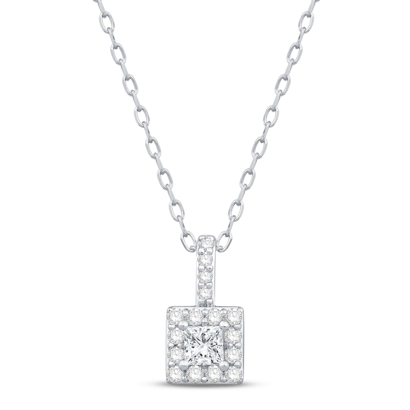 Main Image 1 of Diamond Necklace 1/4 ct tw Princess & Round-cut 10K White Gold 18&quot;
