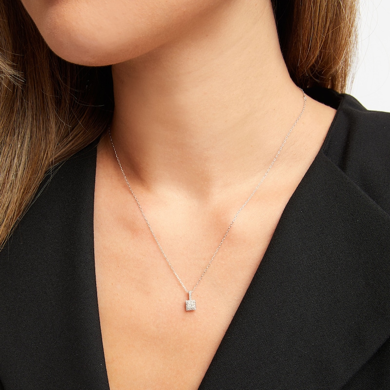 Main Image 5 of Diamond Necklace 1/4 ct tw Princess & Round-cut 10K White Gold 18&quot;