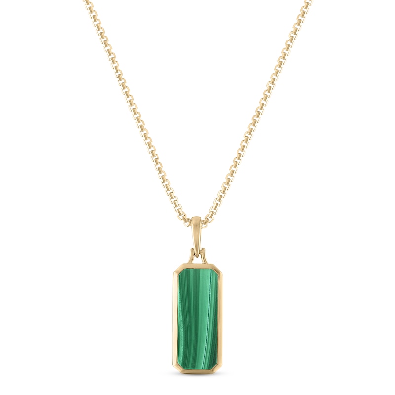 Main Image 1 of Men's Malachite Necklace 10K Yellow Gold 22&quot;