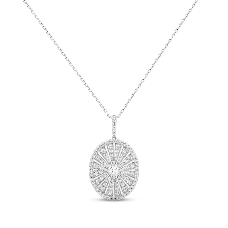 Diamond Necklace 1 ct tw Princess & Round-cut 10K White Gold 18"