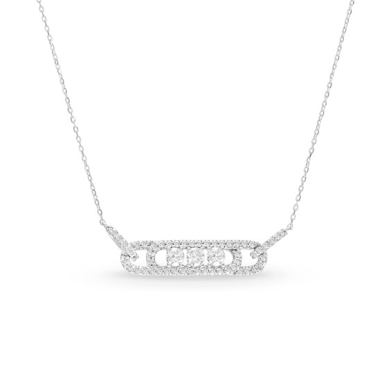Diamond Three-Stone Necklace 3/4 ct tw Round-cut 10K White Gold 18"