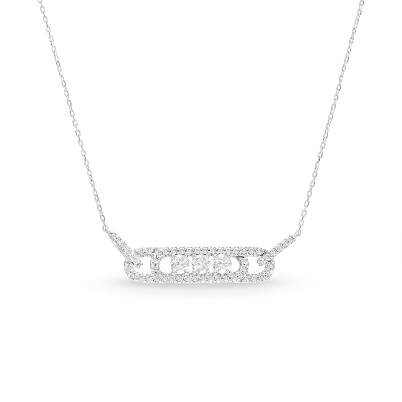 Diamond Three-Stone Necklace 3/4 ct tw Round-cut 10K White Gold 18"