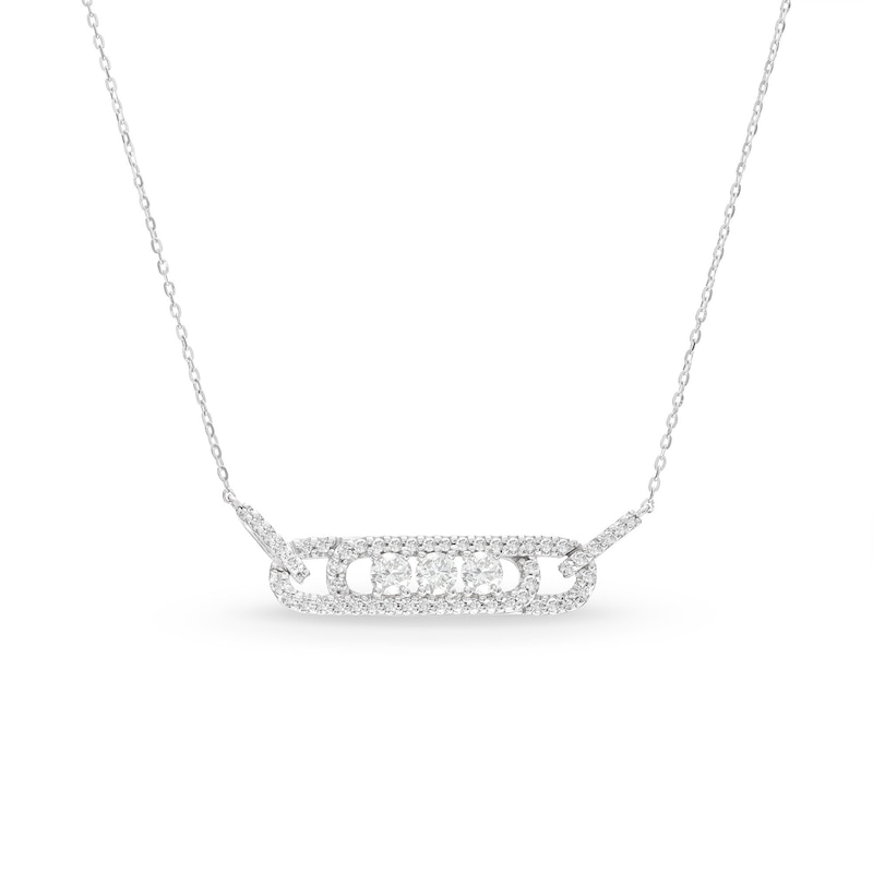 Main Image 1 of Diamond Three-Stone Necklace 3/4 ct tw Round-cut 10K White Gold 18&quot;