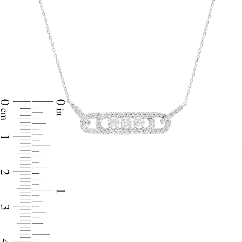 Main Image 2 of Diamond Three-Stone Necklace 3/4 ct tw Round-cut 10K White Gold 18&quot;