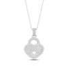 Kay Diamond Heart Lock Necklace 1/8 ct tw Round-cut Sterling Silver 18"