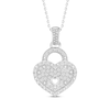 Thumbnail Image 1 of Diamond Heart Lock Necklace 1/8 ct tw Round-cut Sterling Silver 18&quot;