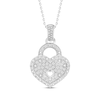 Kay Diamond Heart Lock Necklace 1/8 ct tw Round-cut Sterling Silver 18"