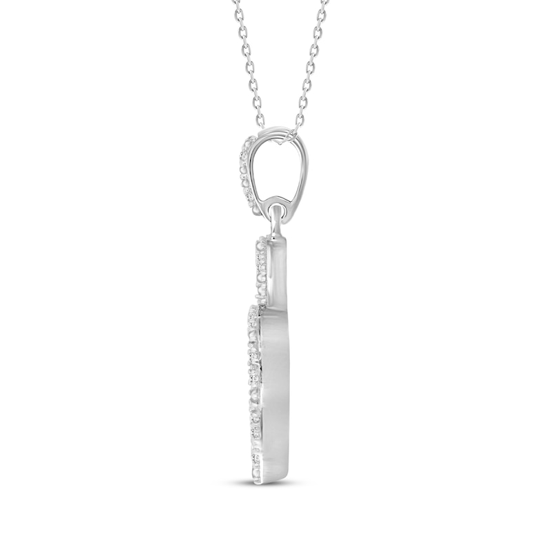 Main Image 3 of Diamond Heart Lock Necklace 1/8 ct tw Round-cut Sterling Silver 18&quot;
