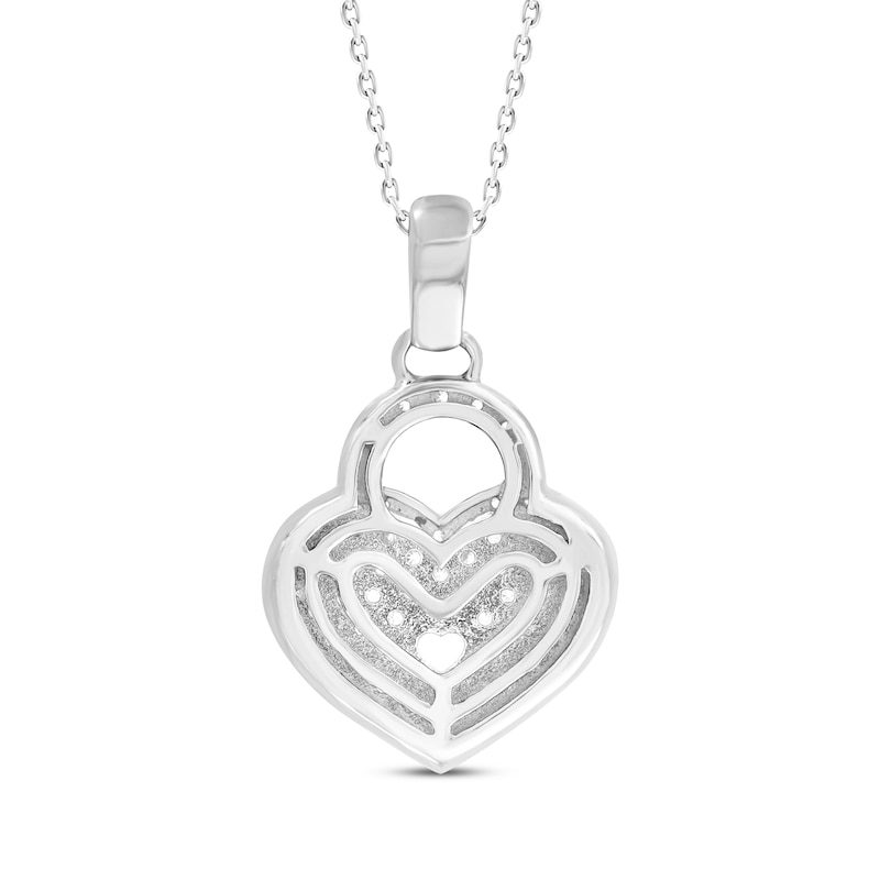 Main Image 4 of Diamond Heart Lock Necklace 1/8 ct tw Round-cut Sterling Silver 18&quot;
