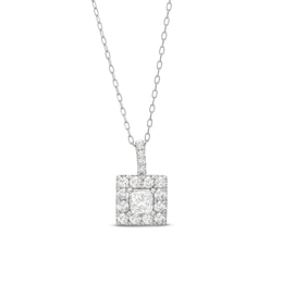 Diamond Necklace 1 ct tw Princess & Round-cut 10K White Gold 18"