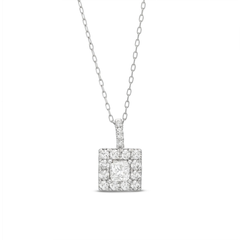 Main Image 1 of Diamond Necklace 1 ct tw Princess & Round-cut 10K White Gold 18&quot;