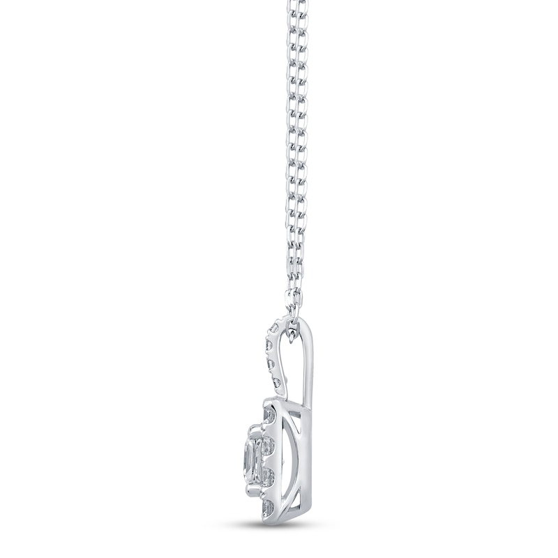Main Image 3 of Diamond Necklace 1 ct tw Princess & Round-cut 10K White Gold 18&quot;