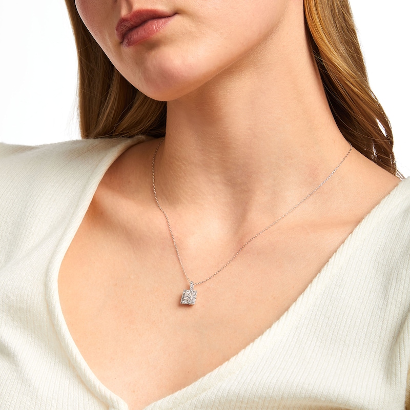 Main Image 5 of Diamond Necklace 1 ct tw Princess & Round-cut 10K White Gold 18&quot;