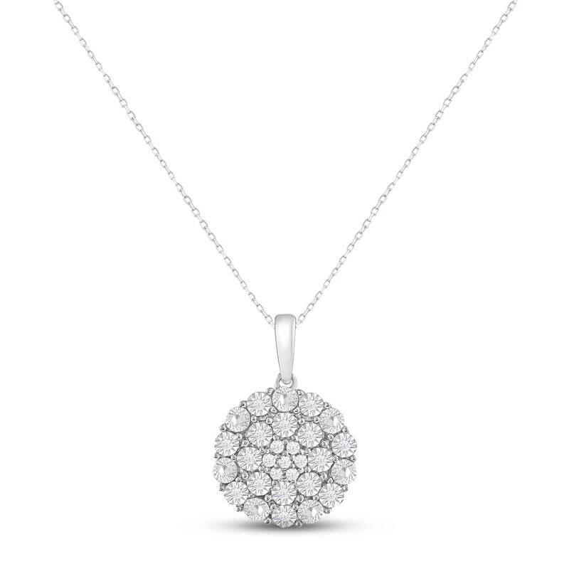 Diamond Necklace 1/10 ct tw Round-cut Sterling Silver 18"