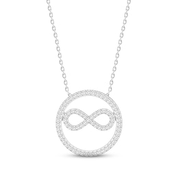 Diamond Infinity Circle Necklace 1/6 ct tw Round-cut Sterling Silver 18"