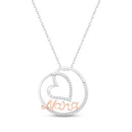 Diamond "Nana" Heart Necklace 1/15 ct tw Sterling Silver & 10K Rose Gold 18"