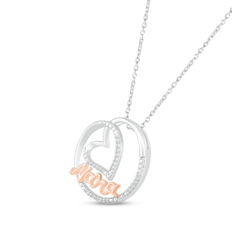 Main Image 2 of Diamond &quot;Nana&quot; Heart Necklace 1/15 ct tw Sterling Silver & 10K Rose Gold 18&quot;