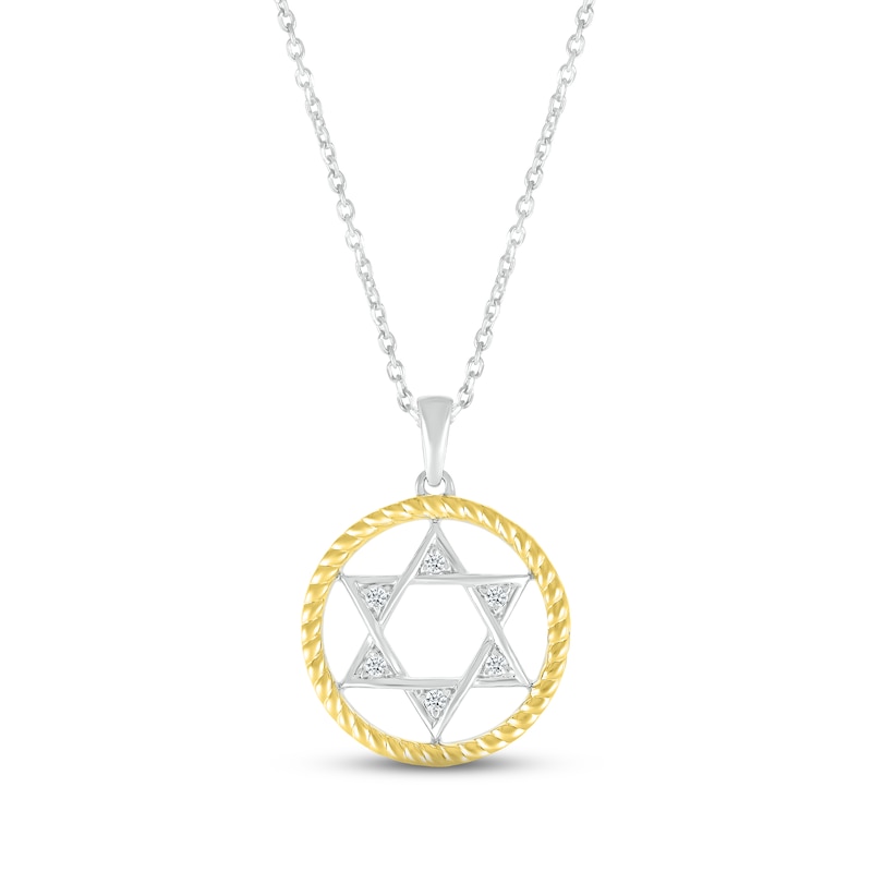 Main Image 1 of Diamond Star of David Necklace 1/20 ct tw Round-cut Sterling Silver & 10K Yellow Gold 18"