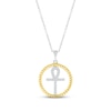 Thumbnail Image 0 of Diamond Ankh Necklace 1/10 ct tw Round-cut Sterling Silver & 10K Yellow Gold 18"