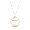 Thumbnail Image 1 of Diamond Cross Necklace 1/10 ct tw Round-cut Sterling Silver & 10K Yellow Gold 18&quot;